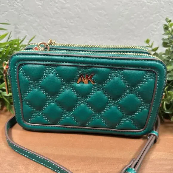 Anne Klein Quilted Double Zip Crossbody Bag - Picture 2 of 10